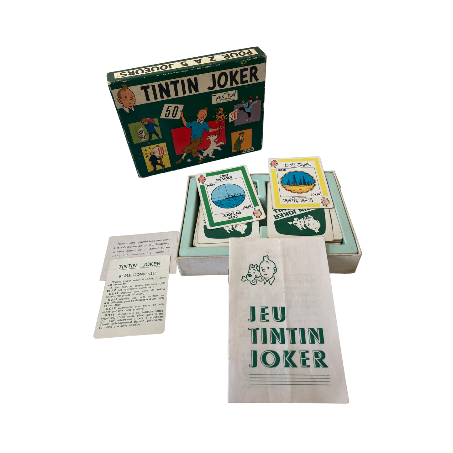 Jeu Tintin JOKER de Espace714, boîte avec illustration du personnage Tintin en Joker, jeu de société pour enfants et adultes.