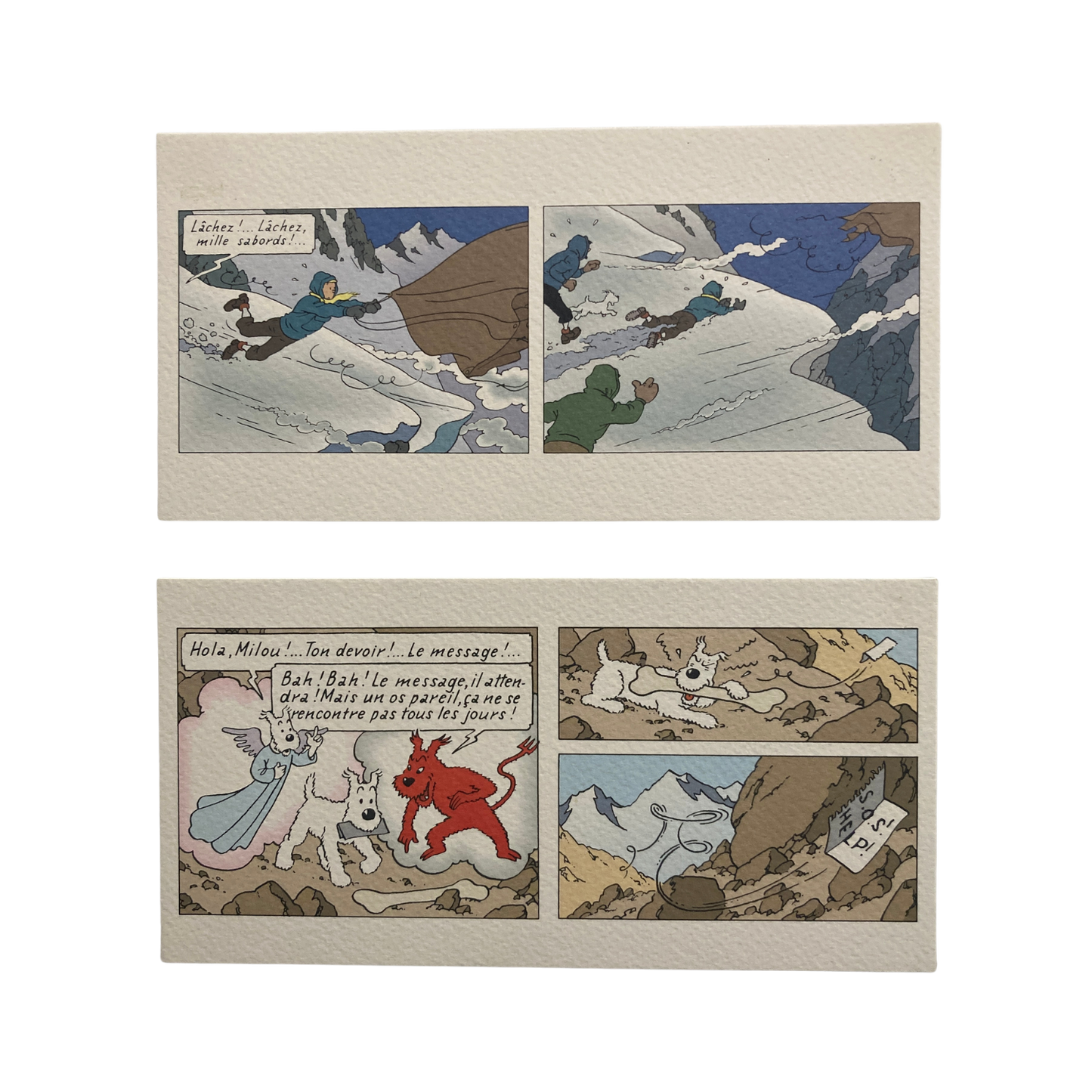 Dix cartes postales panoramiques de la marque Espace714, illustrant des paysages et vues urbaines variées.