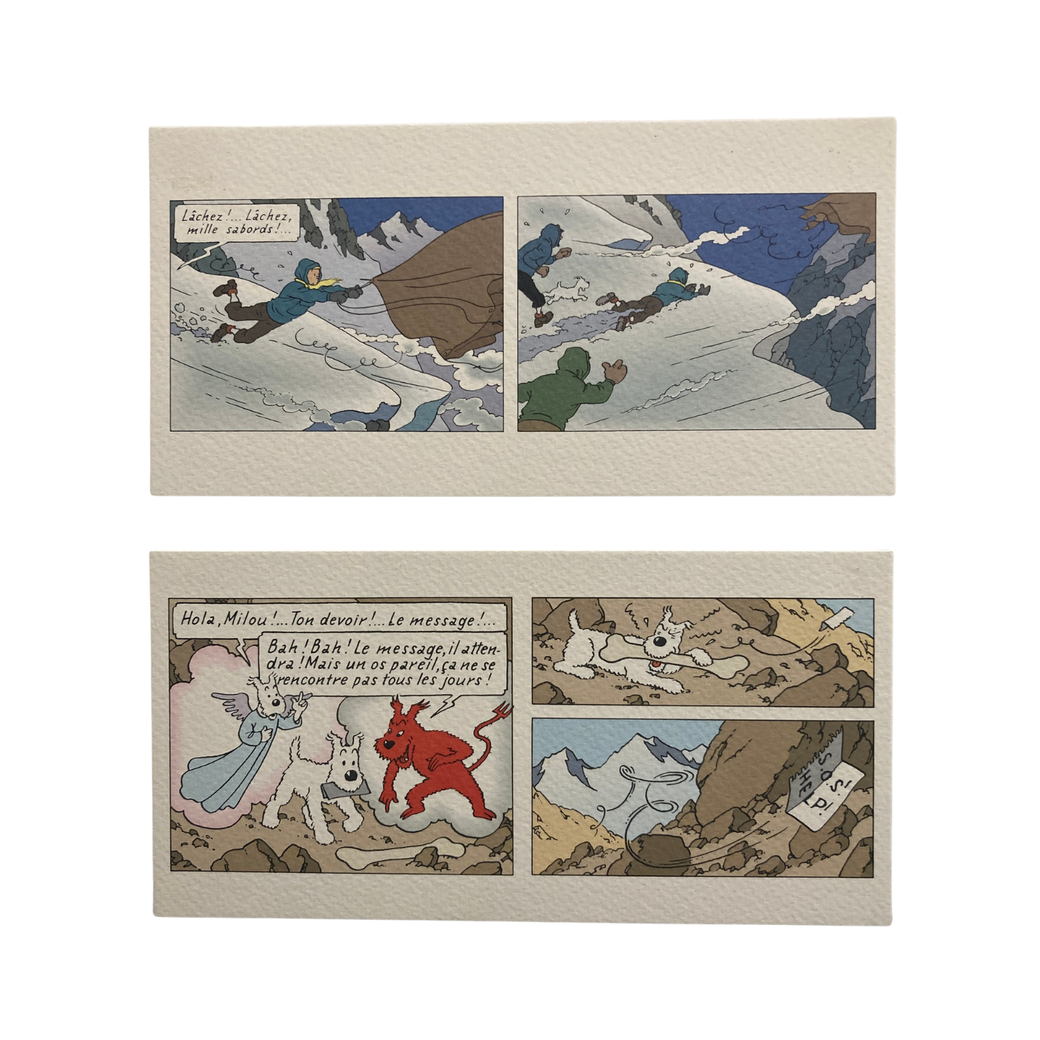 Dix cartes postales panoramiques de la marque Espace714, illustrant des paysages et vues urbaines variées.