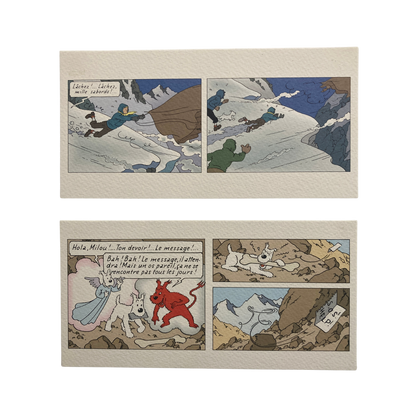 Dix cartes postales panoramiques de la marque Espace714, illustrant des paysages et vues urbaines variées.