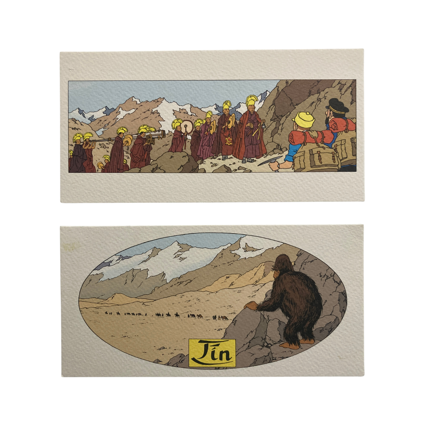 Dix cartes postales panoramiques de la marque Espace714, illustrant des paysages variés en images colorées.