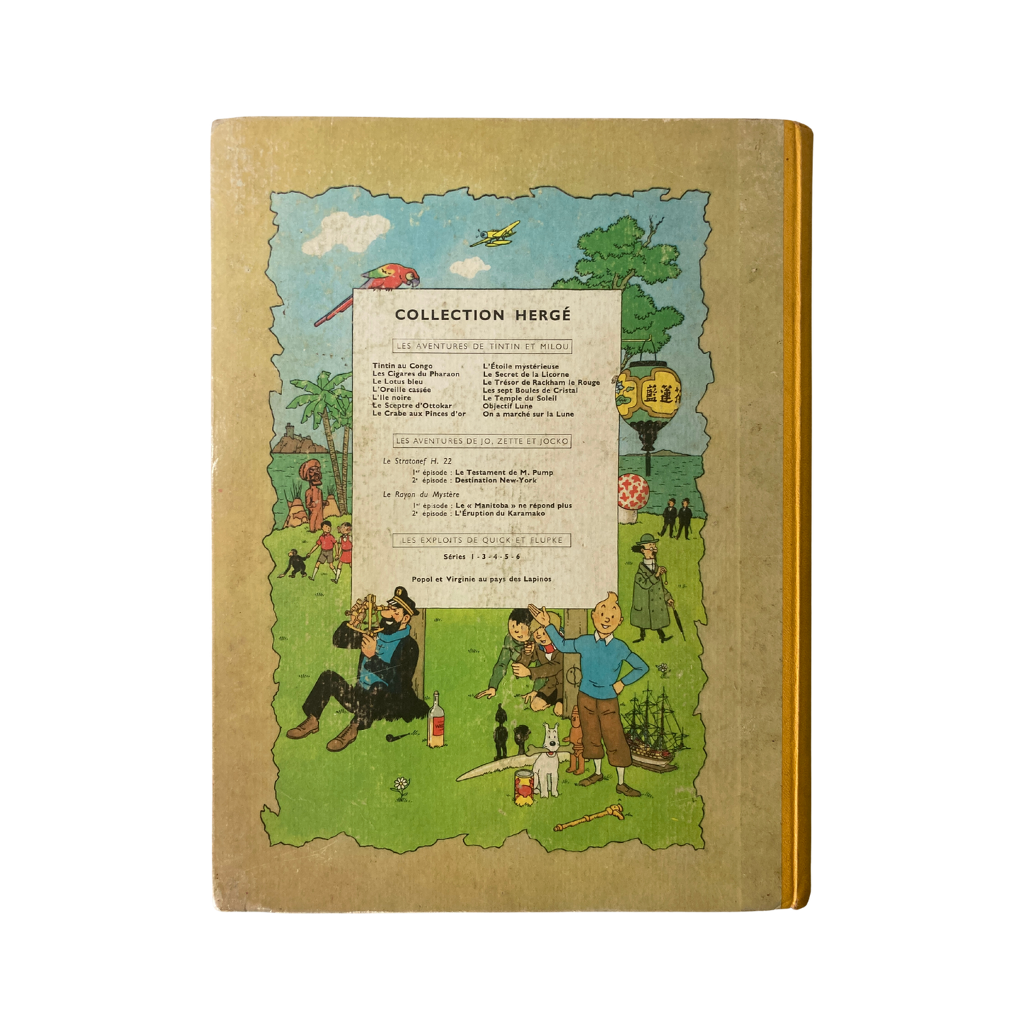 Couverture du livre "Les Aventures de Tintin : Les 7 boules de cristal" par Hergé, illustrée avec Tintin et le professeur dans un décor mystérieux