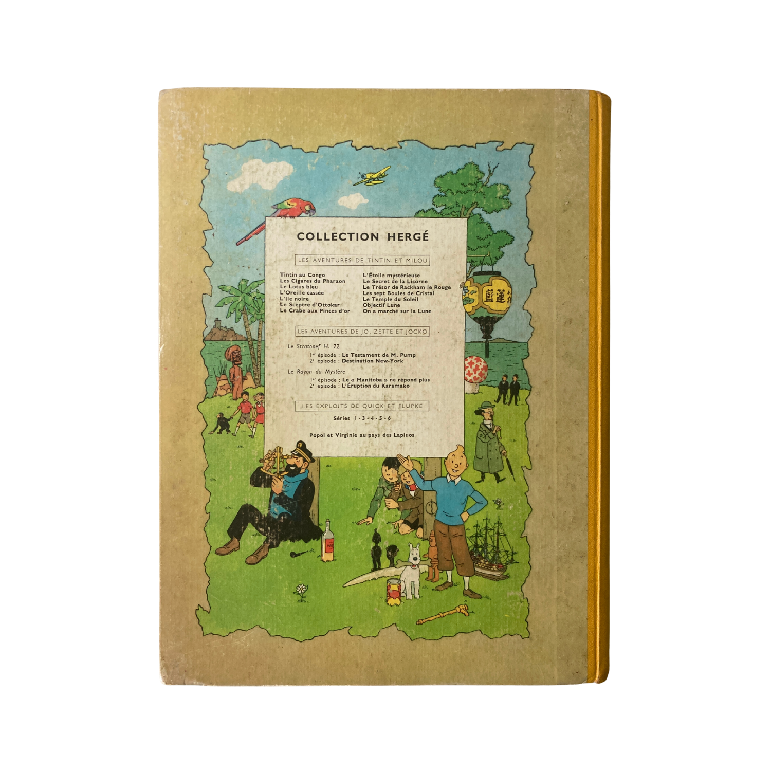 Couverture du livre "Les Aventures de Tintin : Les 7 boules de cristal" par Hergé, illustrée avec Tintin et le professeur dans un décor mystérieux