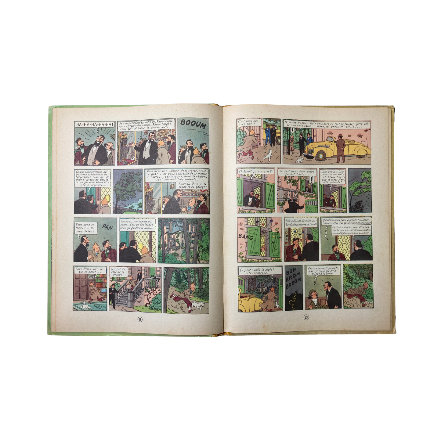 Page de couverture du livre "Les Aventures de Tintin" par Hergé, illustrant les 7 boules de cristal, édition Espace714.