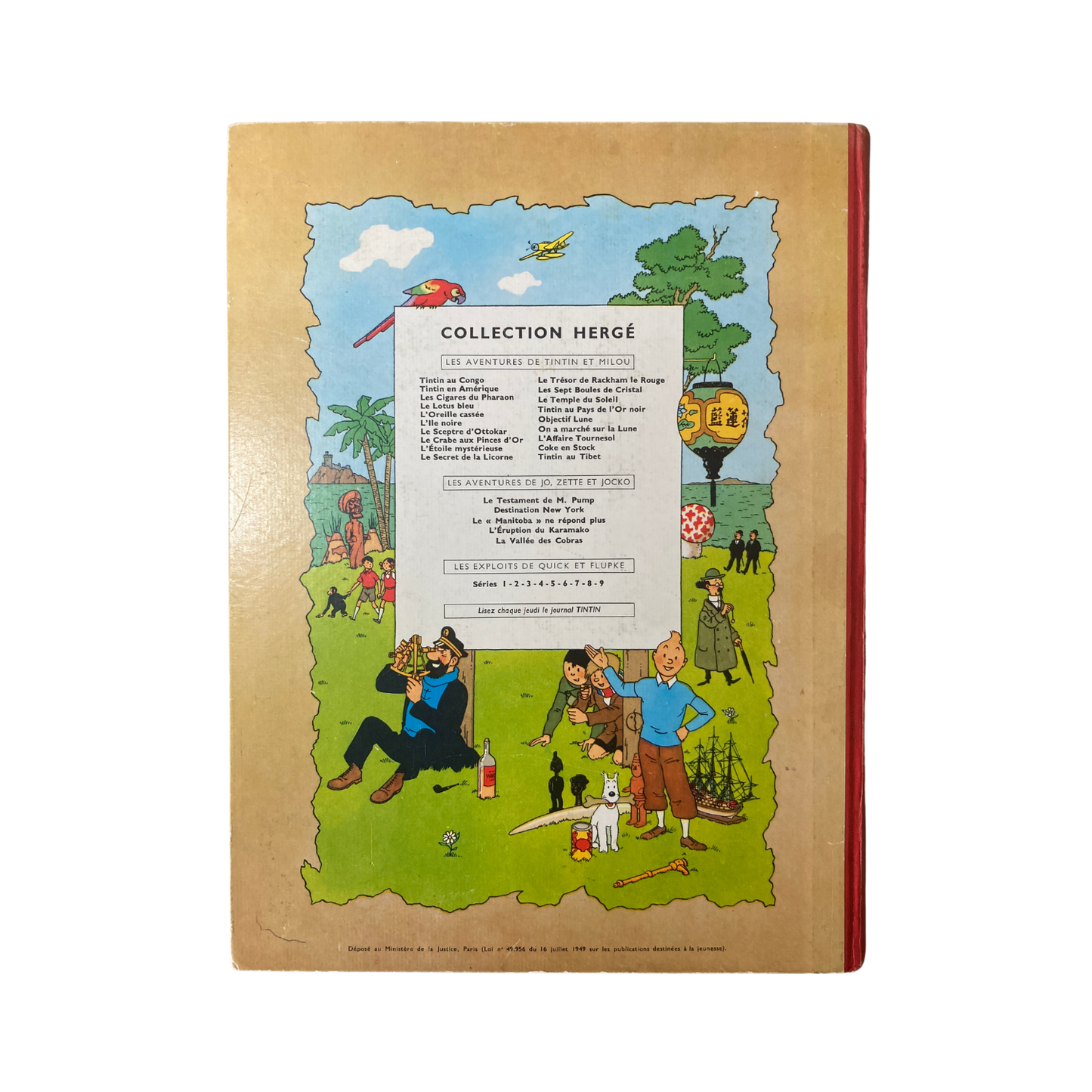 Page de couverture du livre "Les Aventures de Tintin par Hergé - Tintin au Tibet" avec illustration colorée.