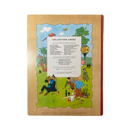 Page de couverture du livre "Les Aventures de Tintin par Hergé - Tintin au Tibet" avec illustration colorée.