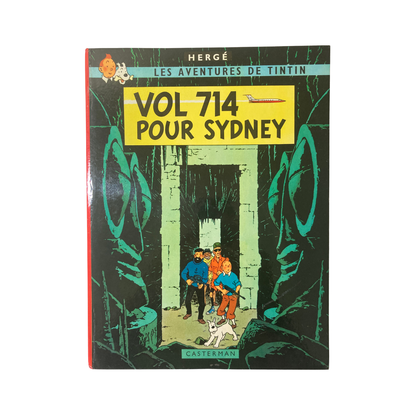 Couverture du livre Les Aventures de Tintin par Hergé, volume 714 pour Sydney, publié par Espace714, illustrée en couleur.