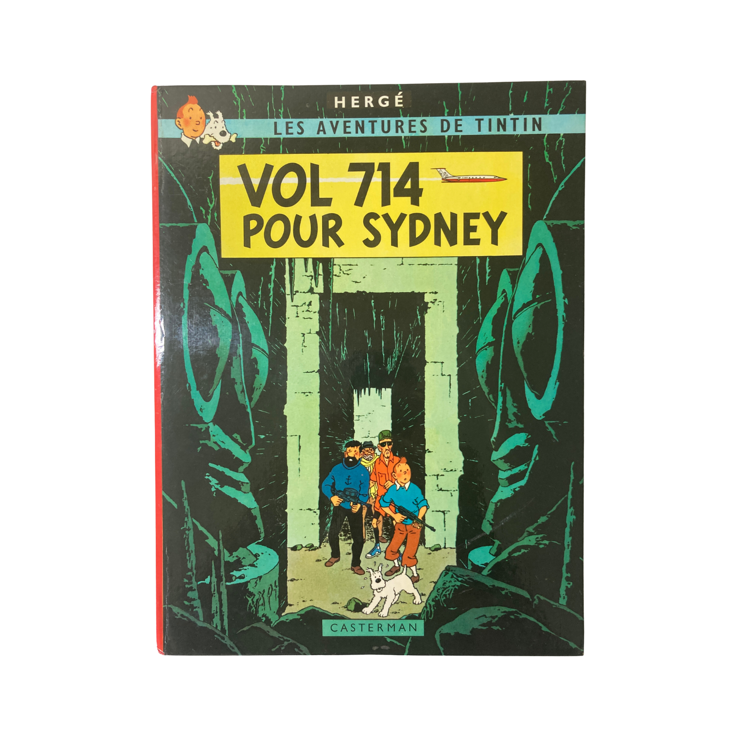 Couverture du livre Les Aventures de Tintin par Hergé, volume 714 pour Sydney, publié par Espace714, illustrée en couleur.