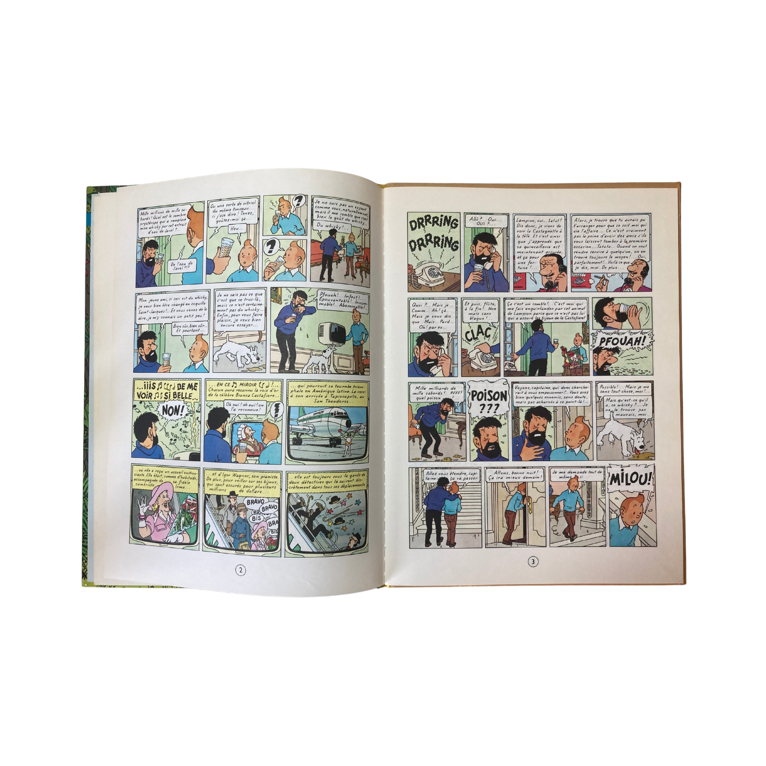 Page de couverture du livre "Les Aventures de Tintin par Hergé - Tintin et les Picaros" avec illustration colorée.