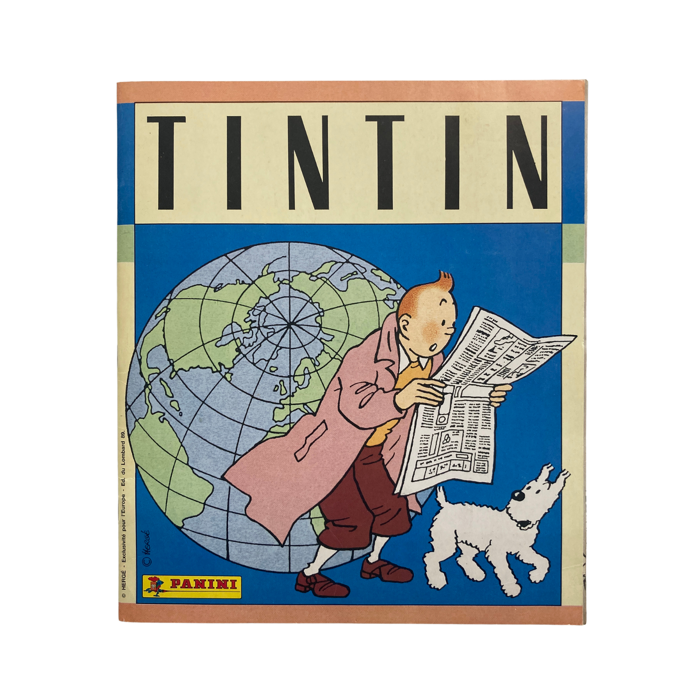 Album PANINI de 1989 par Espace714, couverture colorée avec des images de joueurs de football et des illustrations.