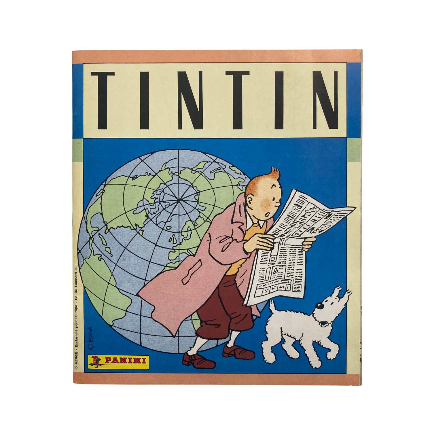 Album PANINI de 1989 par Espace714, couverture colorée avec des images de joueurs de football et des illustrations.