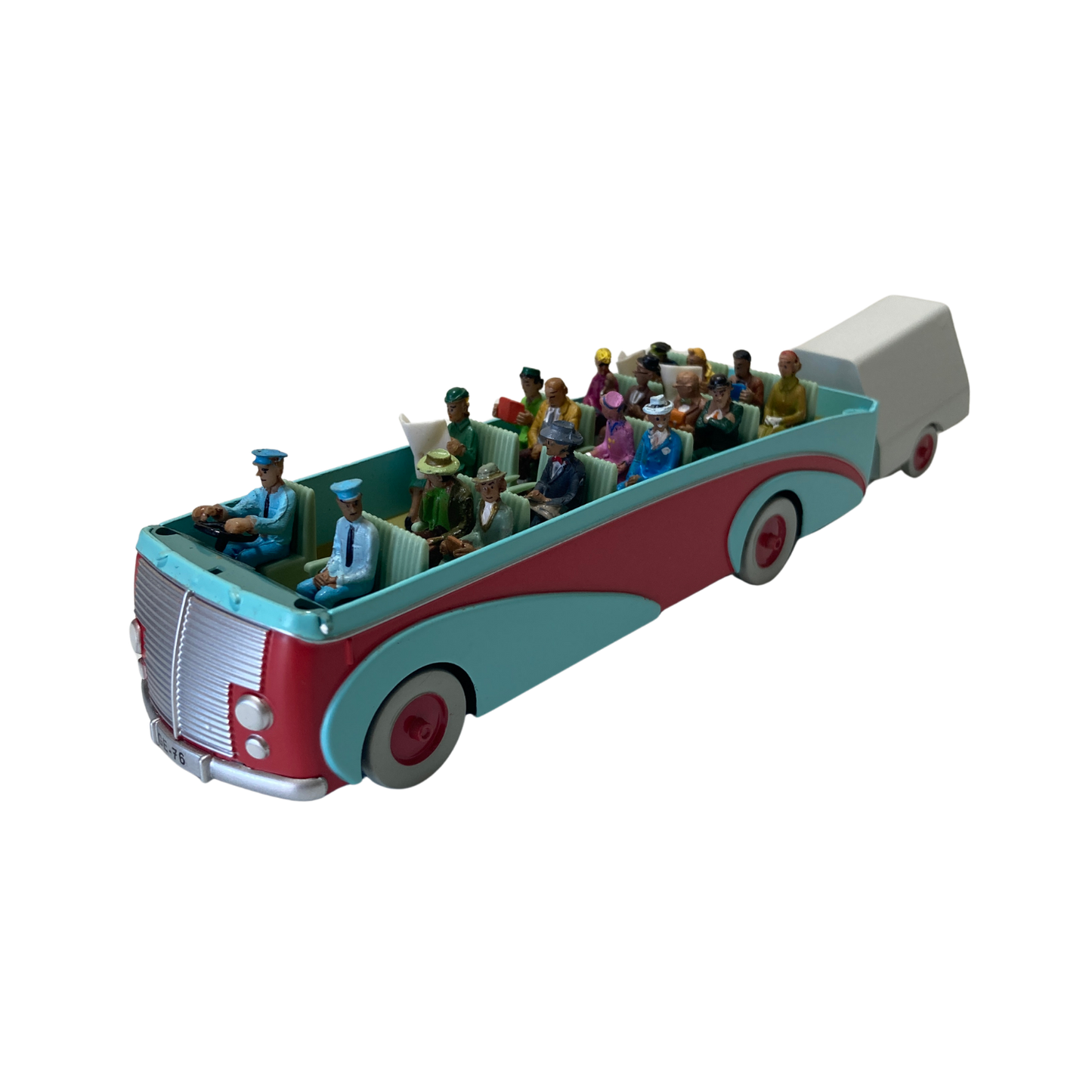 Autobus de la Swissair, modèle détaillé, en couleurs vives, présenté par Espace714, vue de côté avec logo Swissair visible.