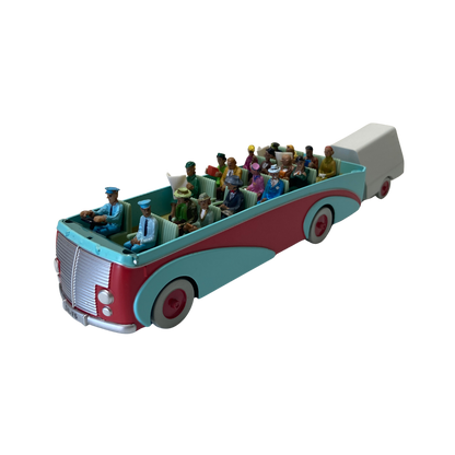 Autobus de la Swissair, modèle détaillé, en couleurs vives, présenté par Espace714, vue de côté avec logo Swissair visible.