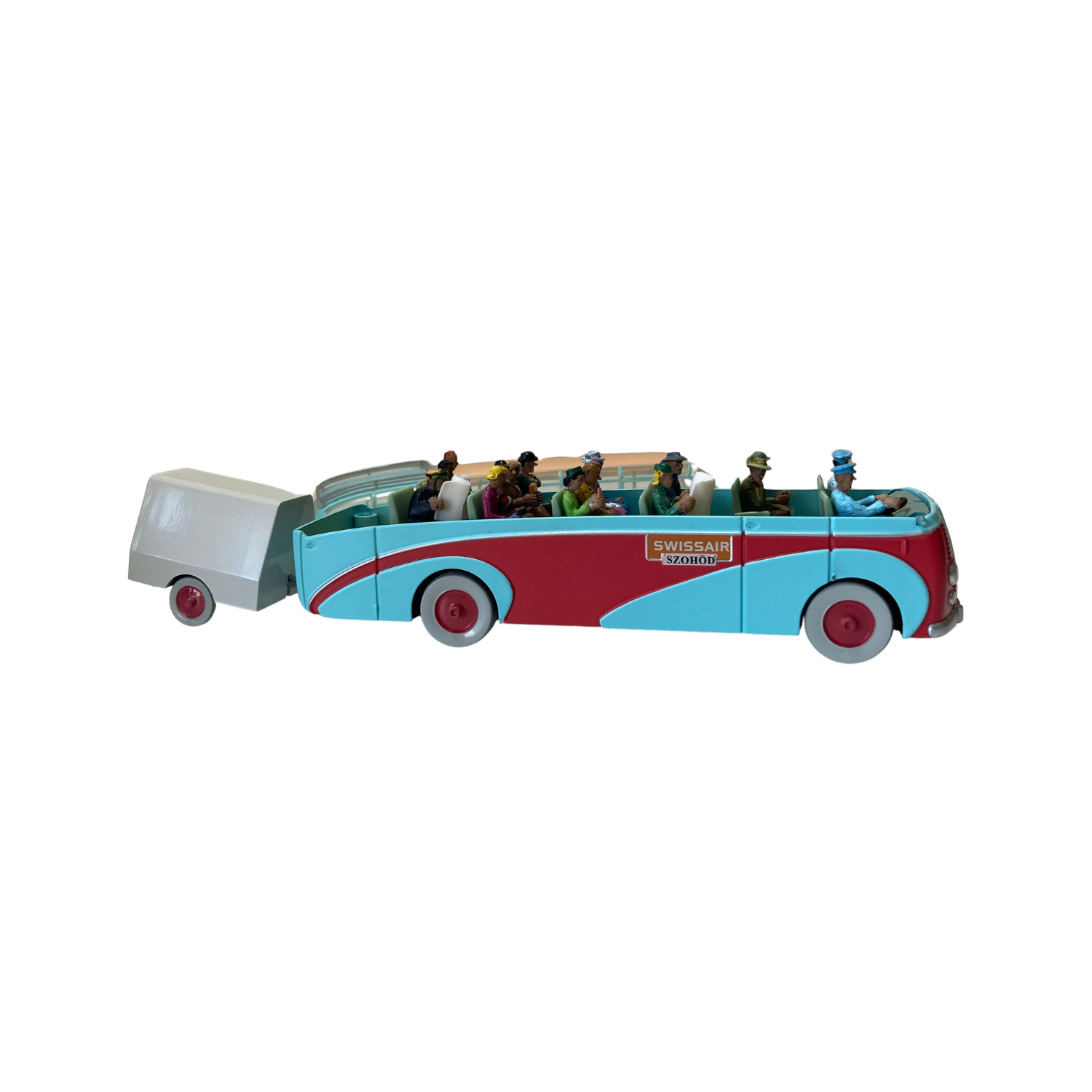 Autobus Swissair Espace714, modèle vintage avec logos et détails colorés visible sur l'image.