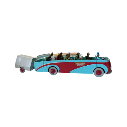 Autobus Swissair Espace714, modèle vintage avec logos et détails colorés visible sur l'image.
