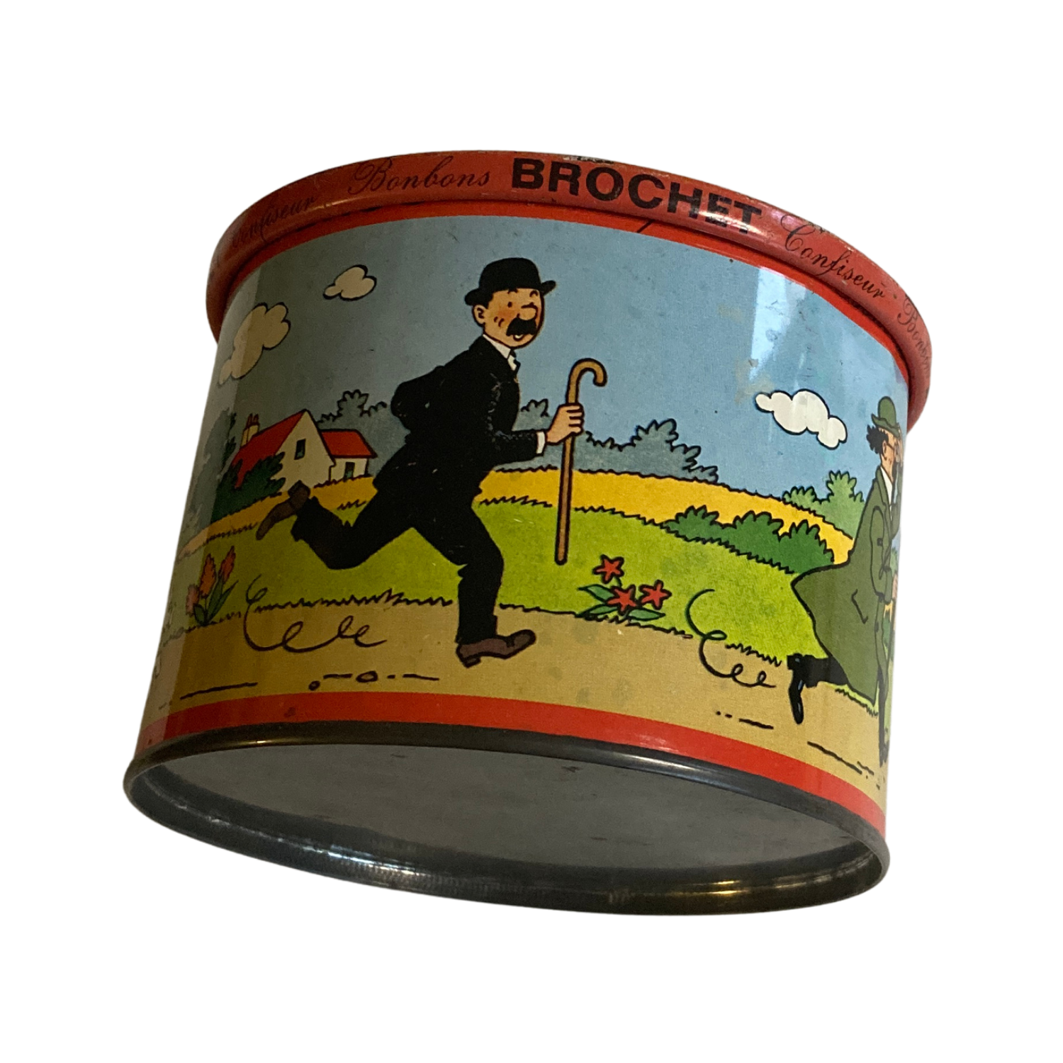 Boîte de confiserie Bonbons Brochet Espace714 avec bonbons colorés dans une boîte en plastique.