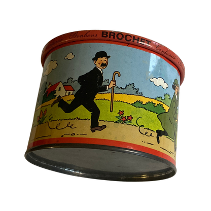 Boîte de confiserie Bonbons Brochet Espace714 avec bonbons colorés dans une boîte en plastique.
