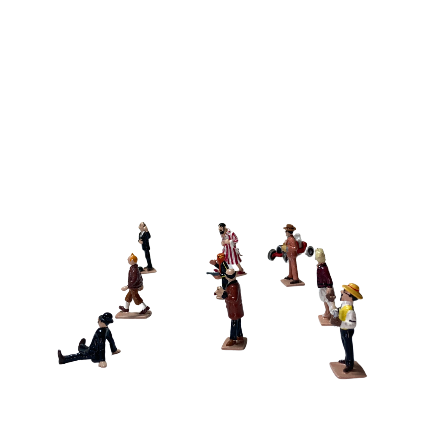 Mini série Double 10 personnages classiques Espace714 avec figures colorées et détaillées sur fond neutre.