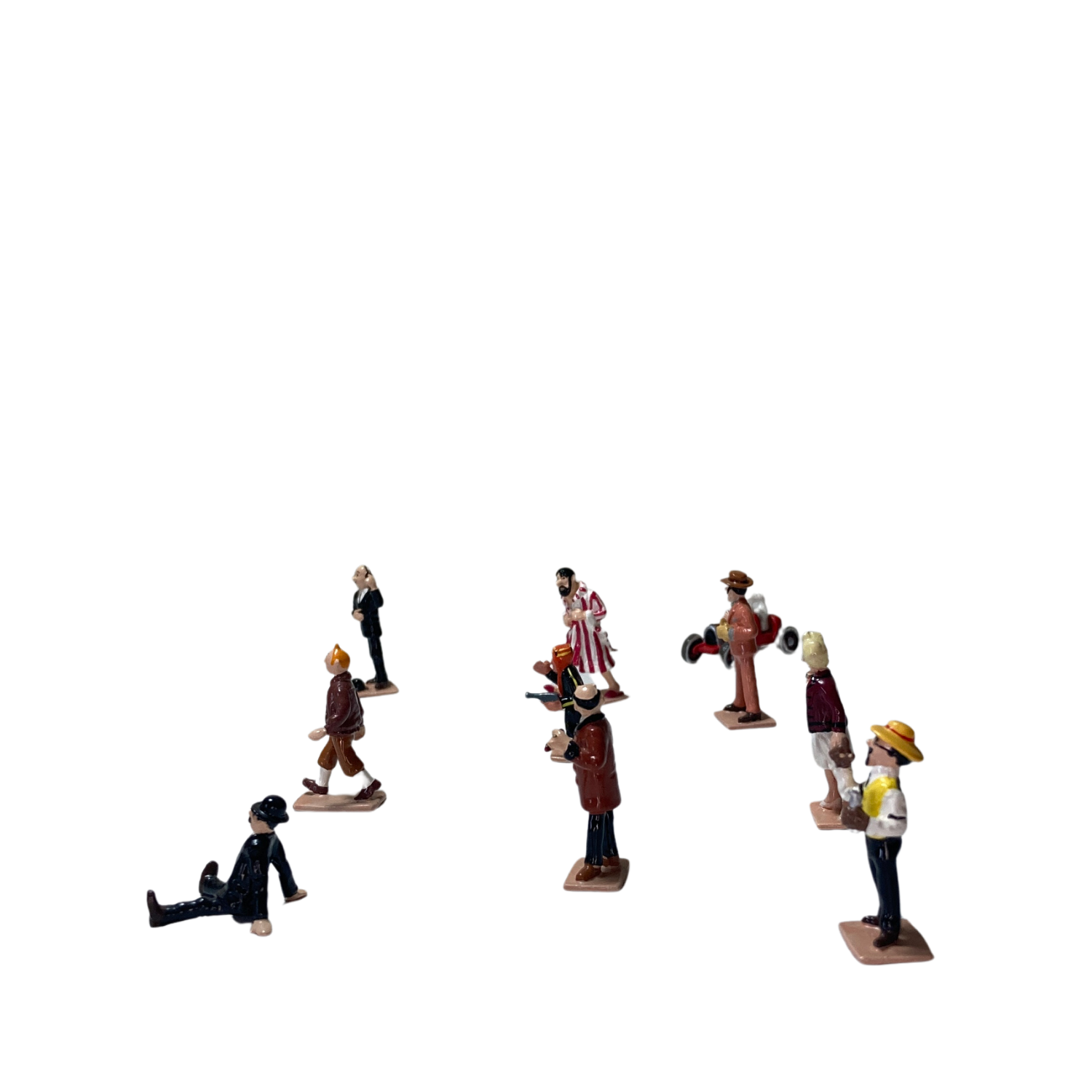Mini série Double 10 personnages classiques Espace714 avec figures colorées et détaillées sur fond neutre.