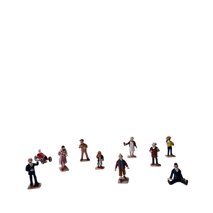 Mini série Double avec 10 personnages classiques, figurines Espace714, visibles en pose détaillée et colorée.
