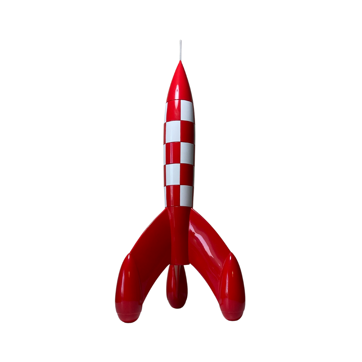 Fusée Espace714 de 42 cm avec détails en plastique blanc et rouge, vue de face sur fond blanc.