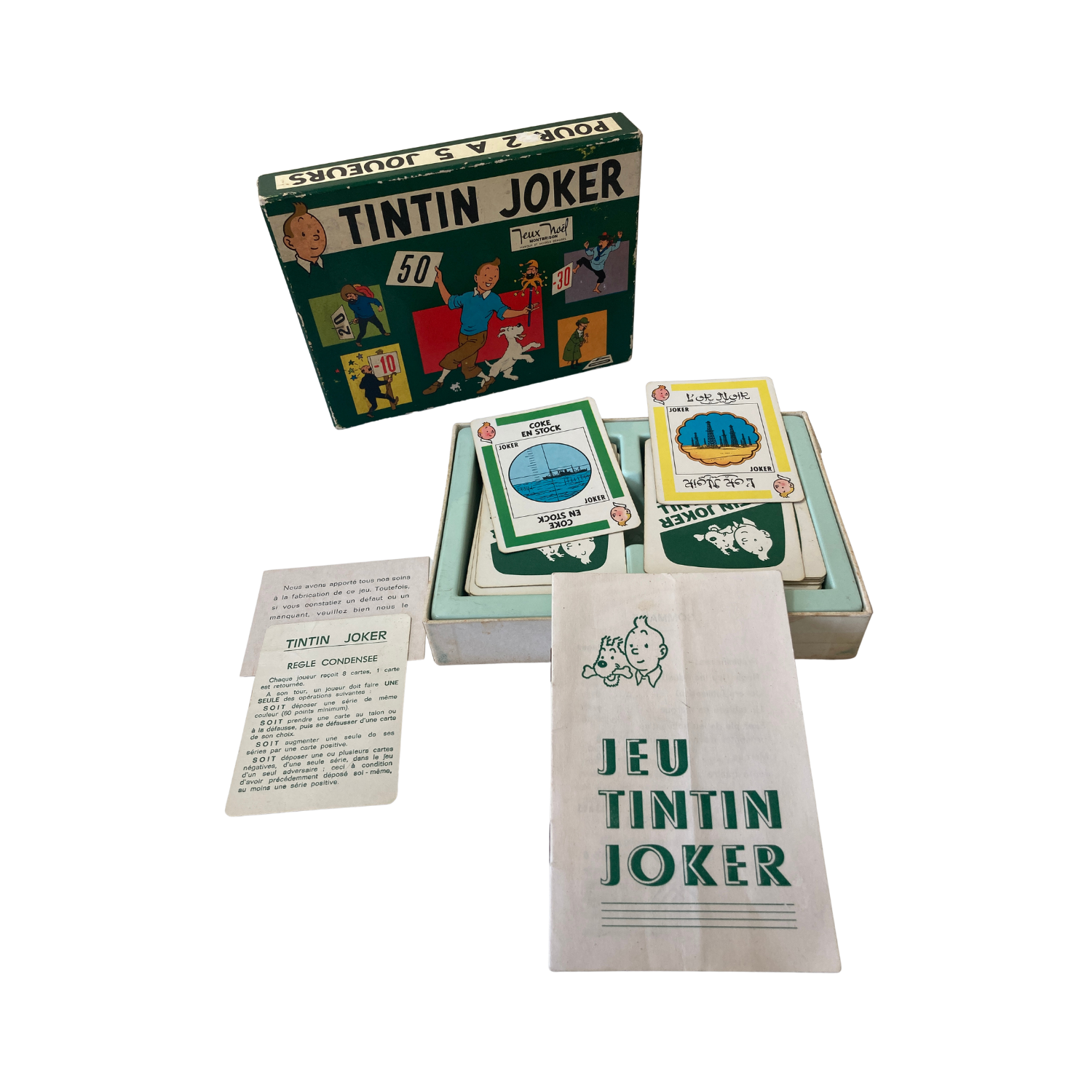 Jeu Tintin JOKER de Espace714, boîte avec illustration du personnage Tintin en Joker, jeu de société pour enfants et adultes.