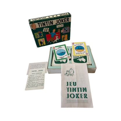 Jeu Tintin JOKER de Espace714, boîte avec illustration du personnage Tintin en Joker, jeu de société pour enfants et adultes.
