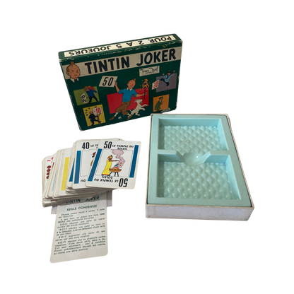 Jeu Tintin Joker par Espace714, illustration colorée du personnage de Tintin en style Joker, avec cartes à jouer en arrière-plan.