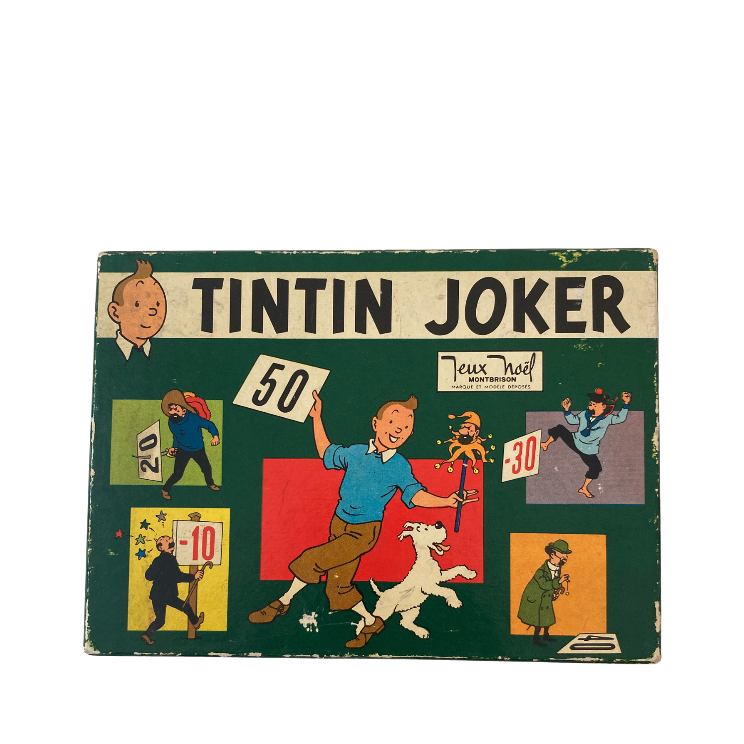 Jeu Tintin JOKER par Espace714, boîte avec illustration colorée du personnage Tintin en Joker, vue de face.