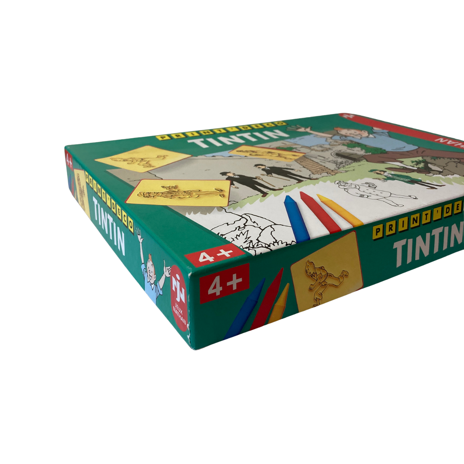Jeu Tintin Print’ Deco d'Espace714 avec illustrations colorées de personnages de Tintin sur fond blanc