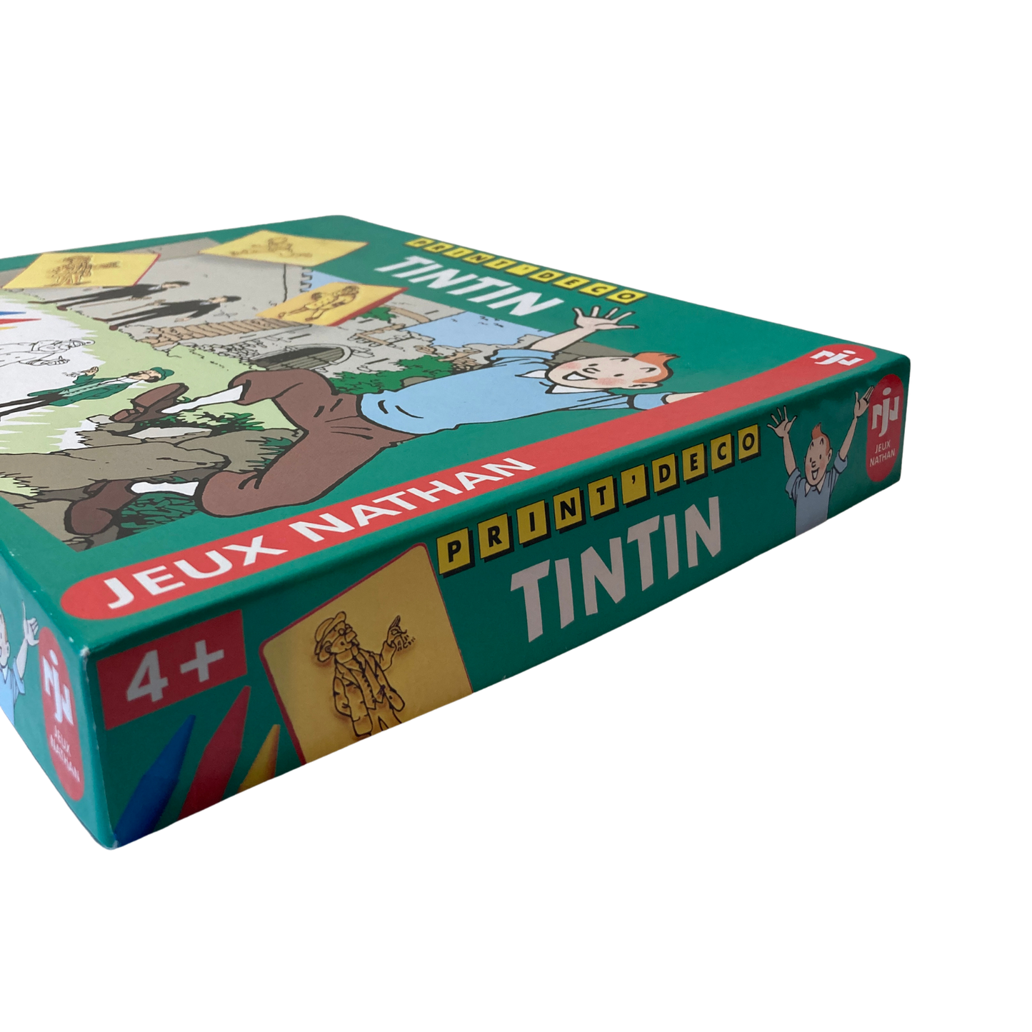 Jeu Tintin PRINT’ DECO d'Espace714, affiche décorative avec image de Tintin et son chien Milou, style artistique coloré.