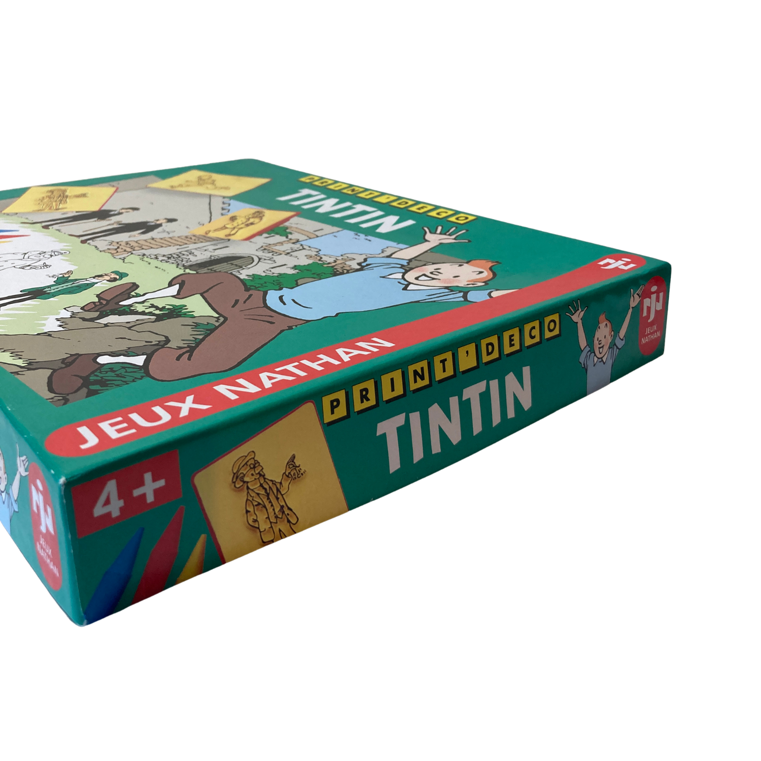 Jeu Tintin PRINT’ DECO d'Espace714, affiche décorative avec image de Tintin et son chien Milou, style artistique coloré.