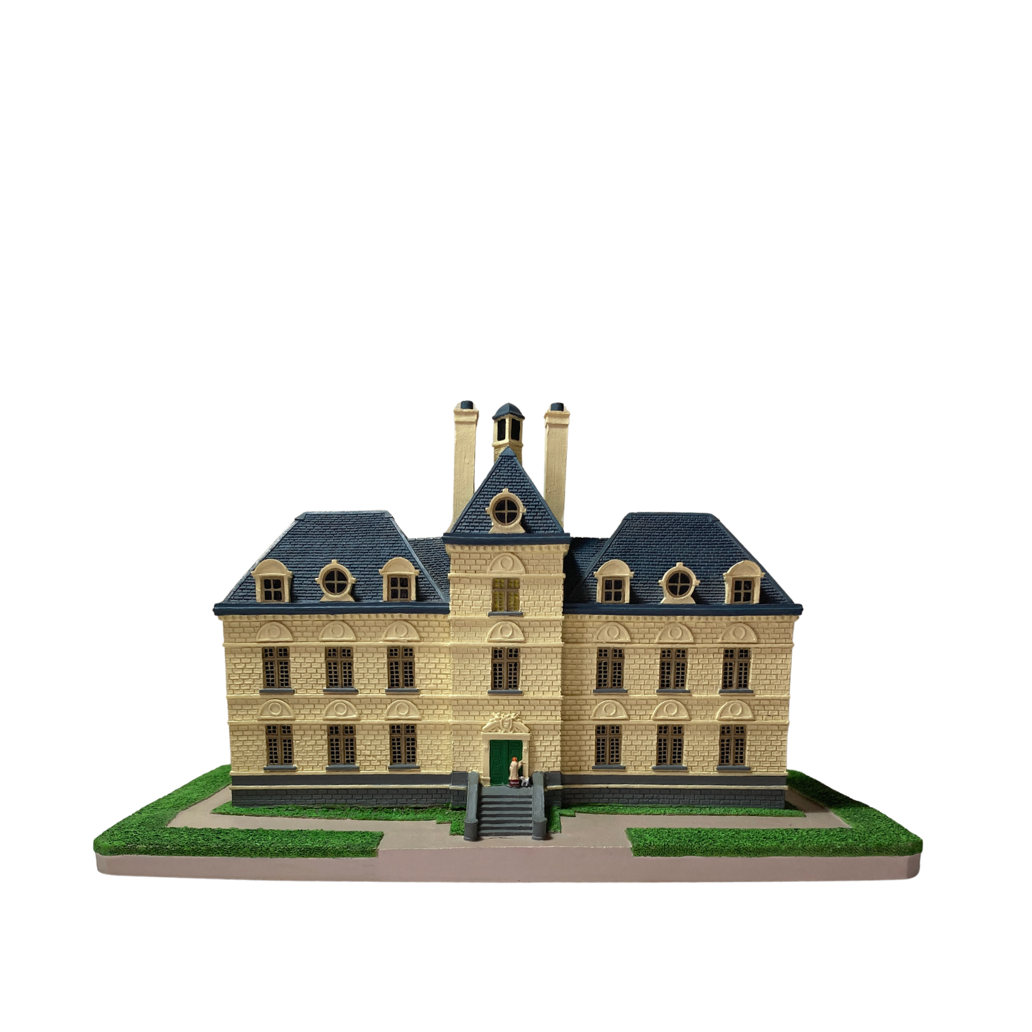 Maquette du château de Moulinsart d'Espace714, vue détaillée de la miniature du célèbre château de Tintin.