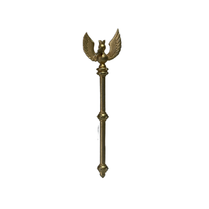 Sceptre d’Ottokar en métal avec ornementations détaillées, illustrant le célèbre artefact de la bande dessinée Tintin.