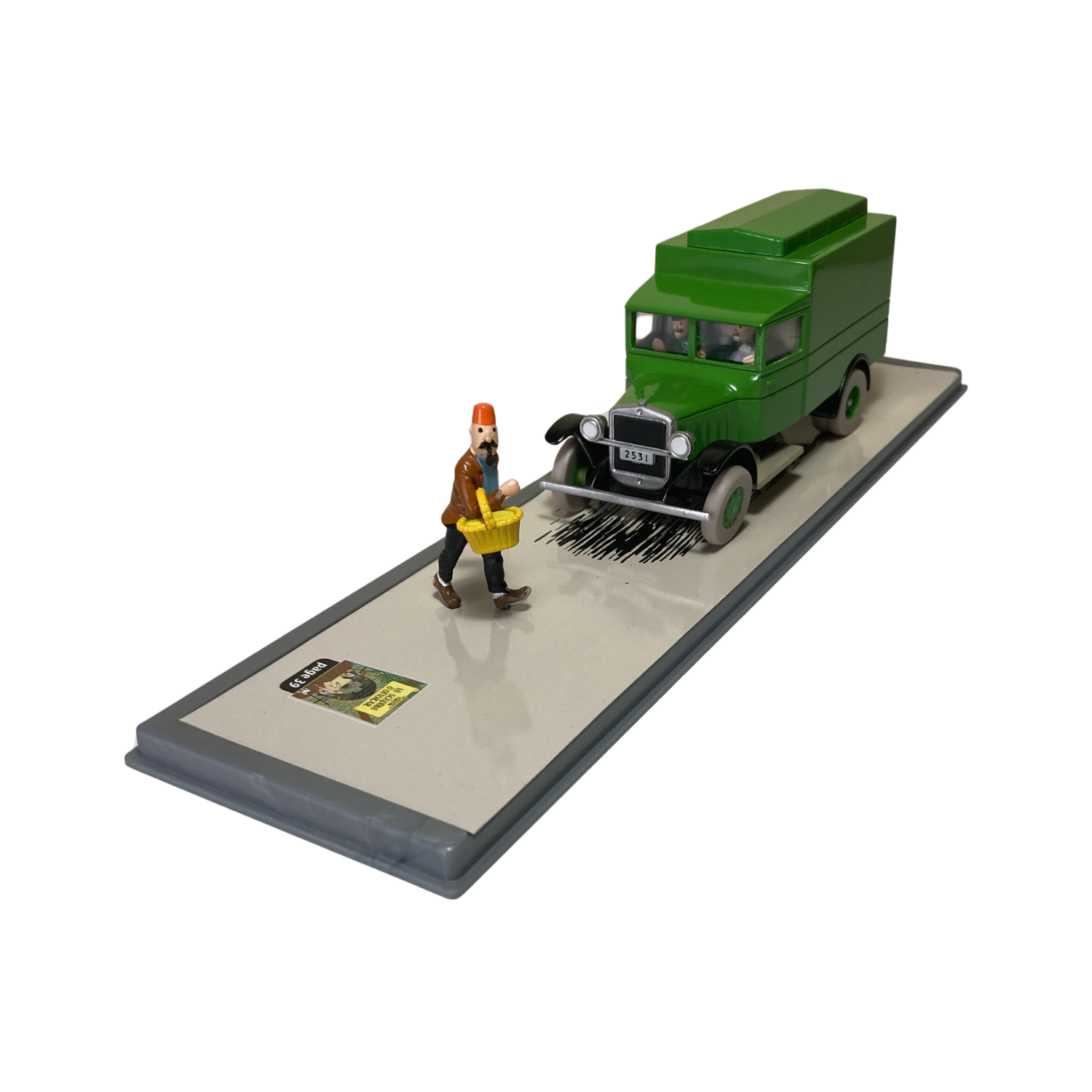 Camion cellulaire Espace714 en plastique jaune avec détails colorés, pour enfants, vue de côté.