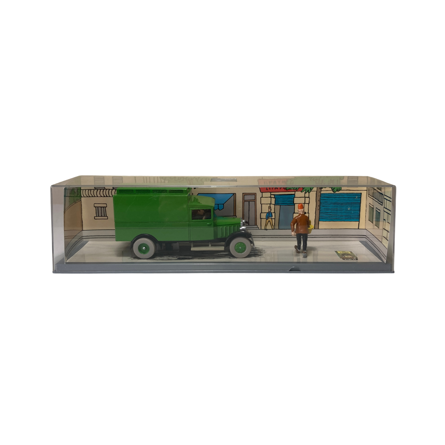Camion cellulaire Espace714 avec détails colorés et design ludique, vue de face sur fond blanc.