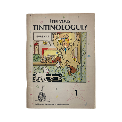 Livre "Êtes-vous Tintinologue" d'Espace714, couverture avec illustrations et titres en couleurs vives.