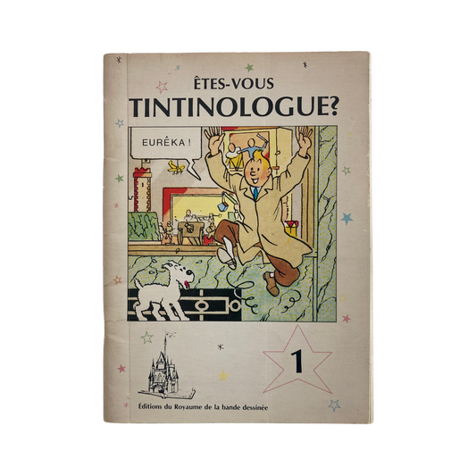 Livre "Êtes-vous Tintinologue" d'Espace714, couverture avec illustrations et titres en couleurs vives.