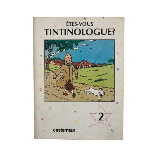 Livre "Êtes-vous Tintinologue" d'Espace714 avec couverture illustrée, destiné aux fans de Tintin et aux passionnés de bandes dessinées.