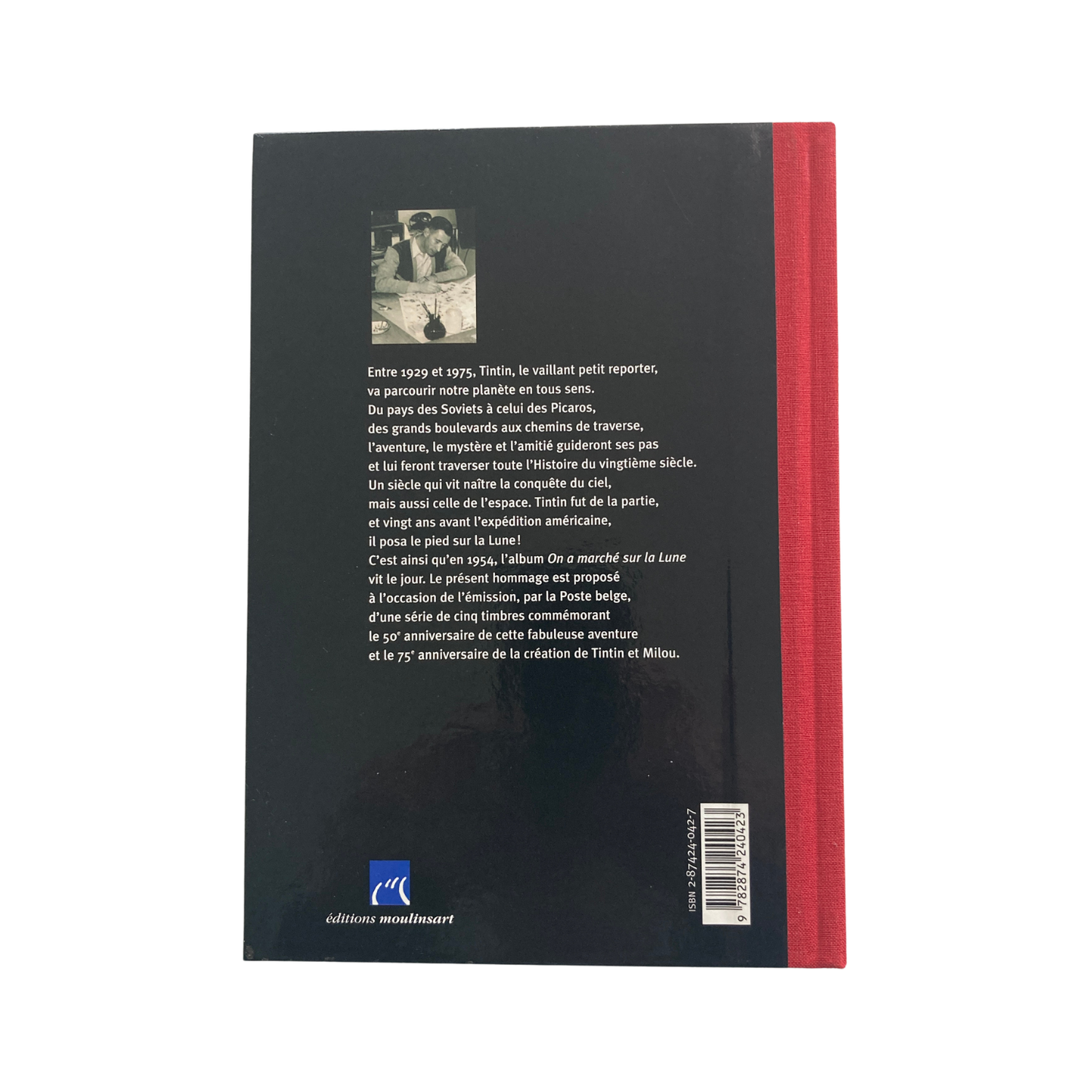 Ouvrage illustré pour le 50ème anniversaire de l'album "On a marché sur la Lune" par Espace714, avec couverture et pages intérieures.