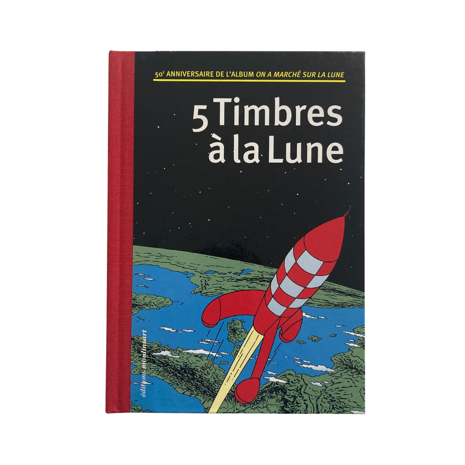 Ouvrage pour le 50ème anniversaire de l'album “On a marché sur la Lune” d'Espace714, couverture illustrée en images.