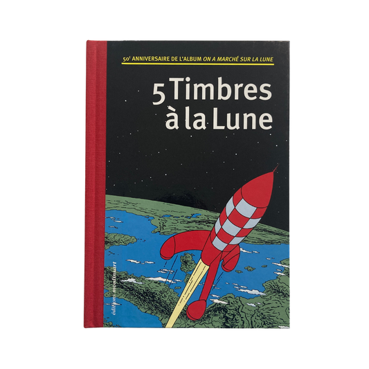 Ouvrage pour le 50ème anniversaire de l'album “On a marché sur la Lune” d'Espace714, couverture illustrée en images.