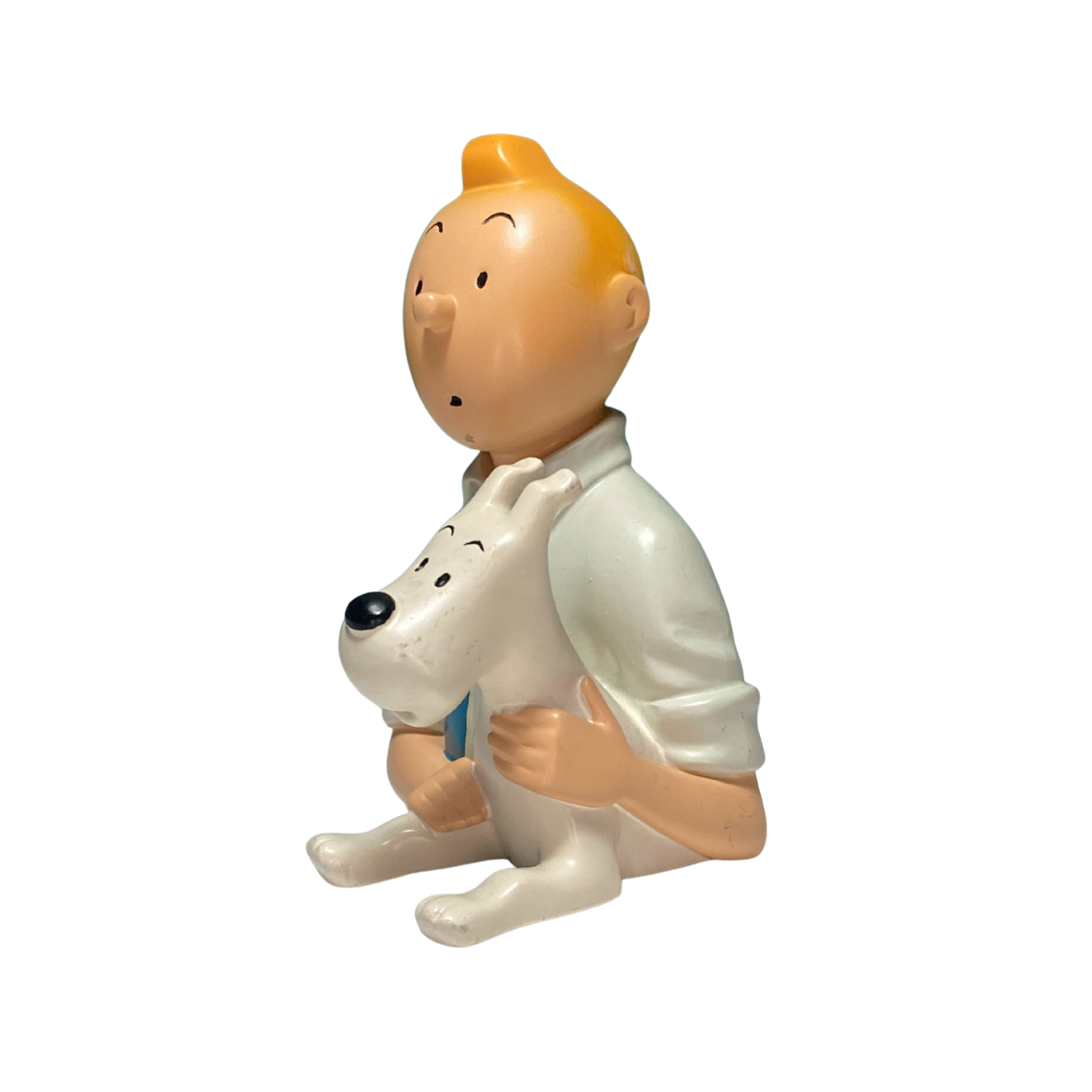Petit buste de Tintin et Milou avec chemise bleue, figurine décorative de la collection Espace714.