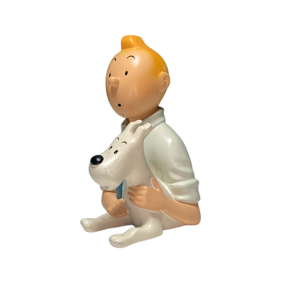 Petit buste de Tintin et Milou avec chemise bleue, figurine décorative de la collection Espace714.