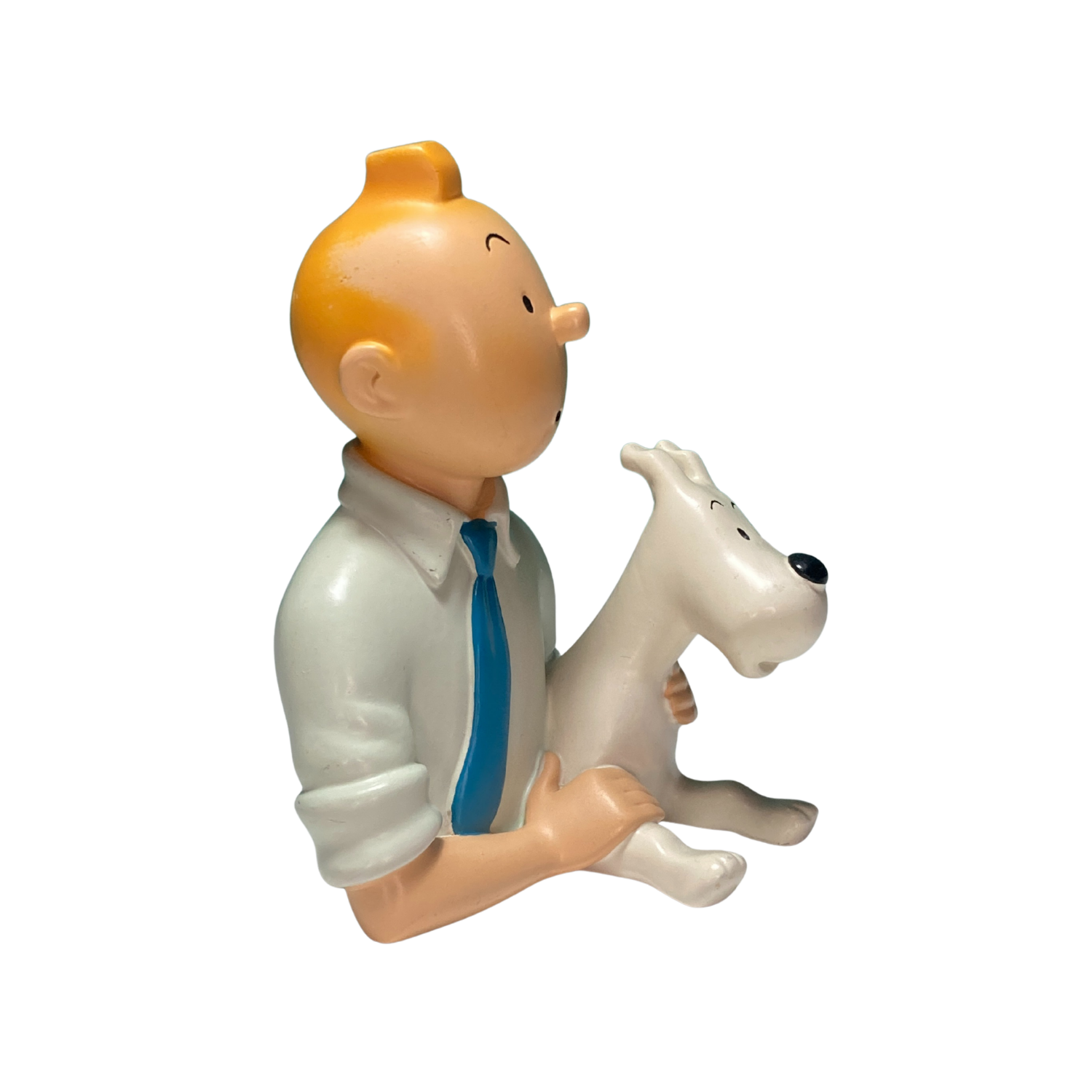 Petit buste de Tintin et Milou portant une chemise bleue, figurine de collection d'Espace714.