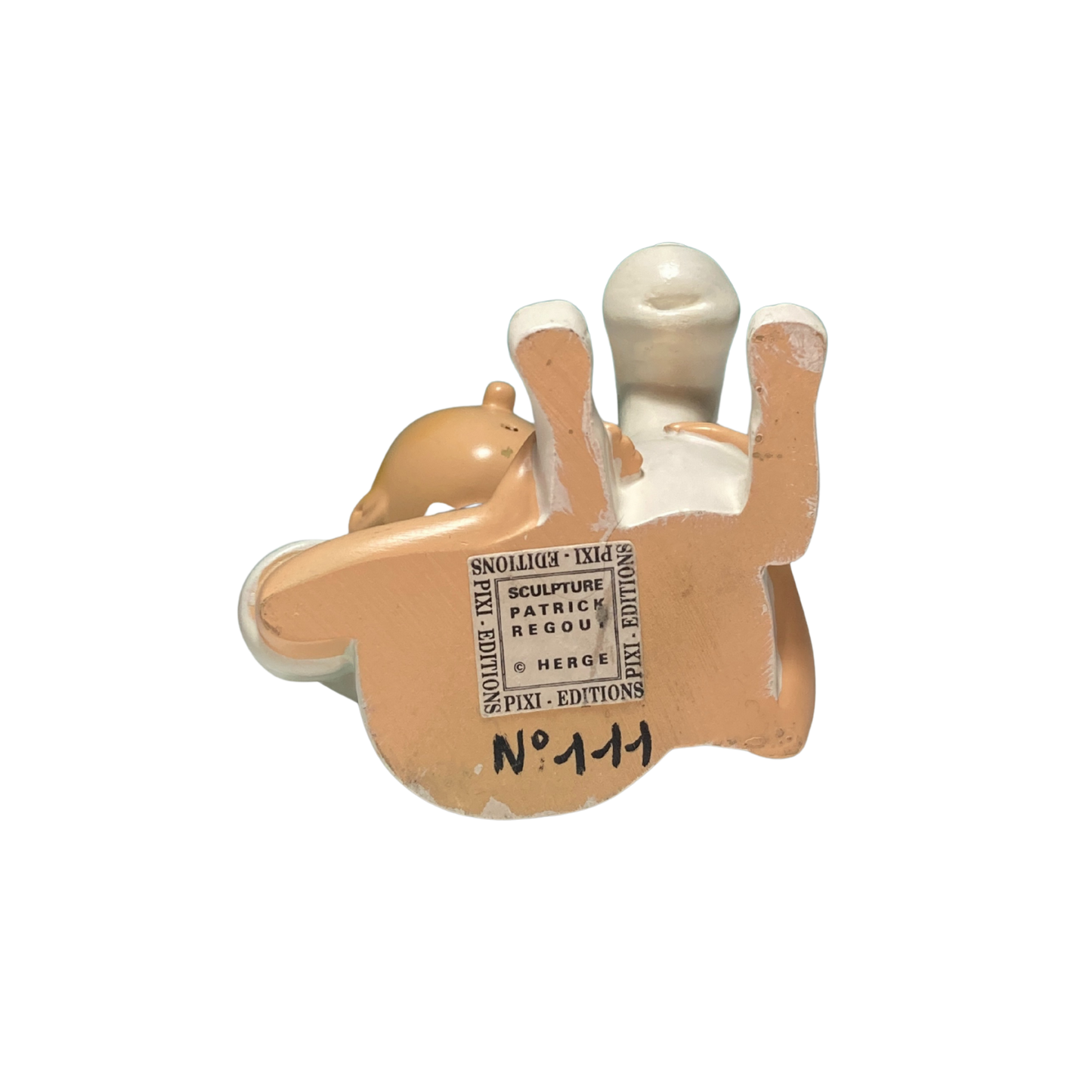 Petit buste de Tintin et Milou portant une chemise bleue, sculpture en résine de la marque Espace714.