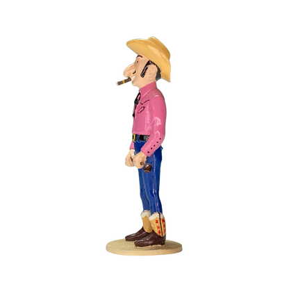 Figure de Rastapopoulos d'Espace714, personnage de bande dessinée avec costume coloré et expression expressive.