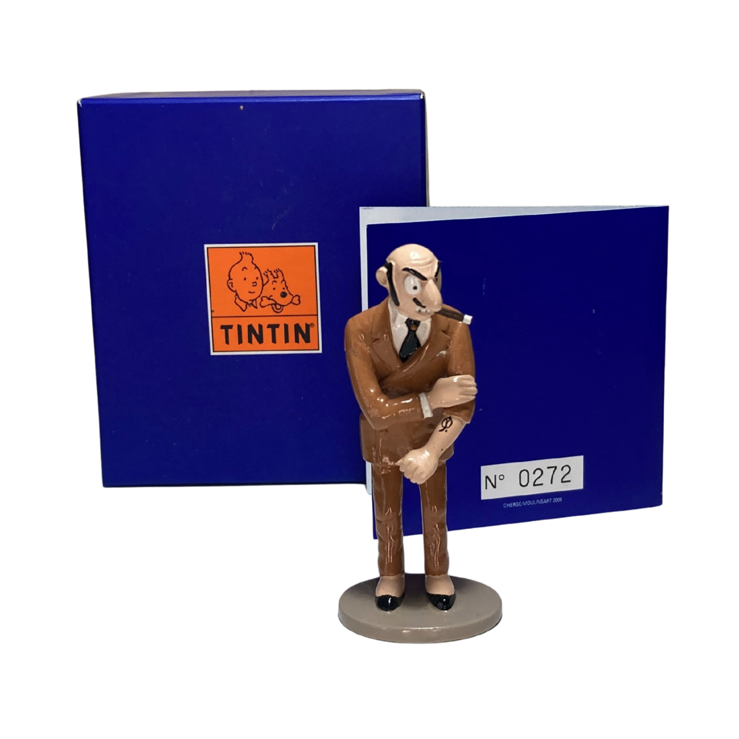 Figurine Rastapopoulos de la marque Espace714, vue de face avec détails colorés et design de personnage de bande dessinée.