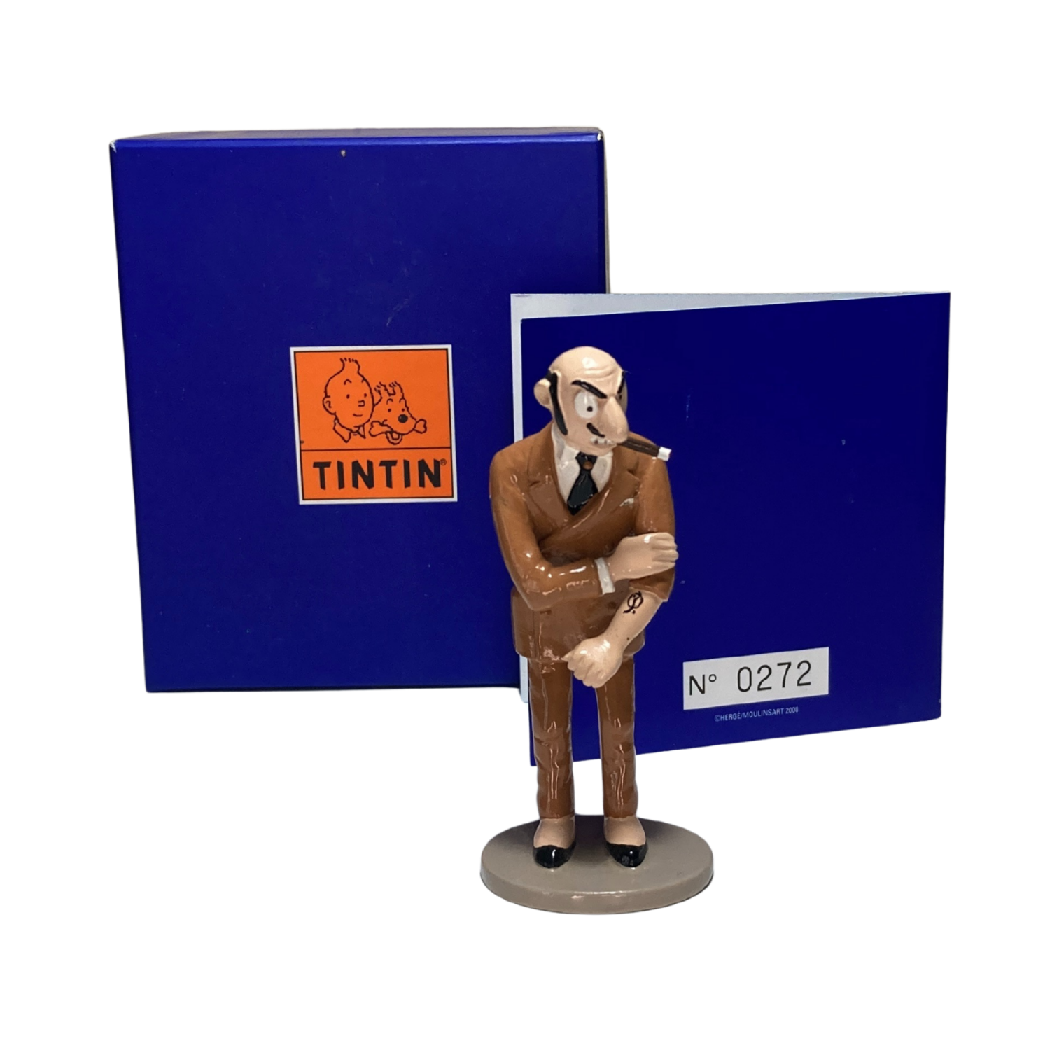 Figurine Rastapopoulos de la marque Espace714, vue de face avec détails colorés et design de personnage de bande dessinée.