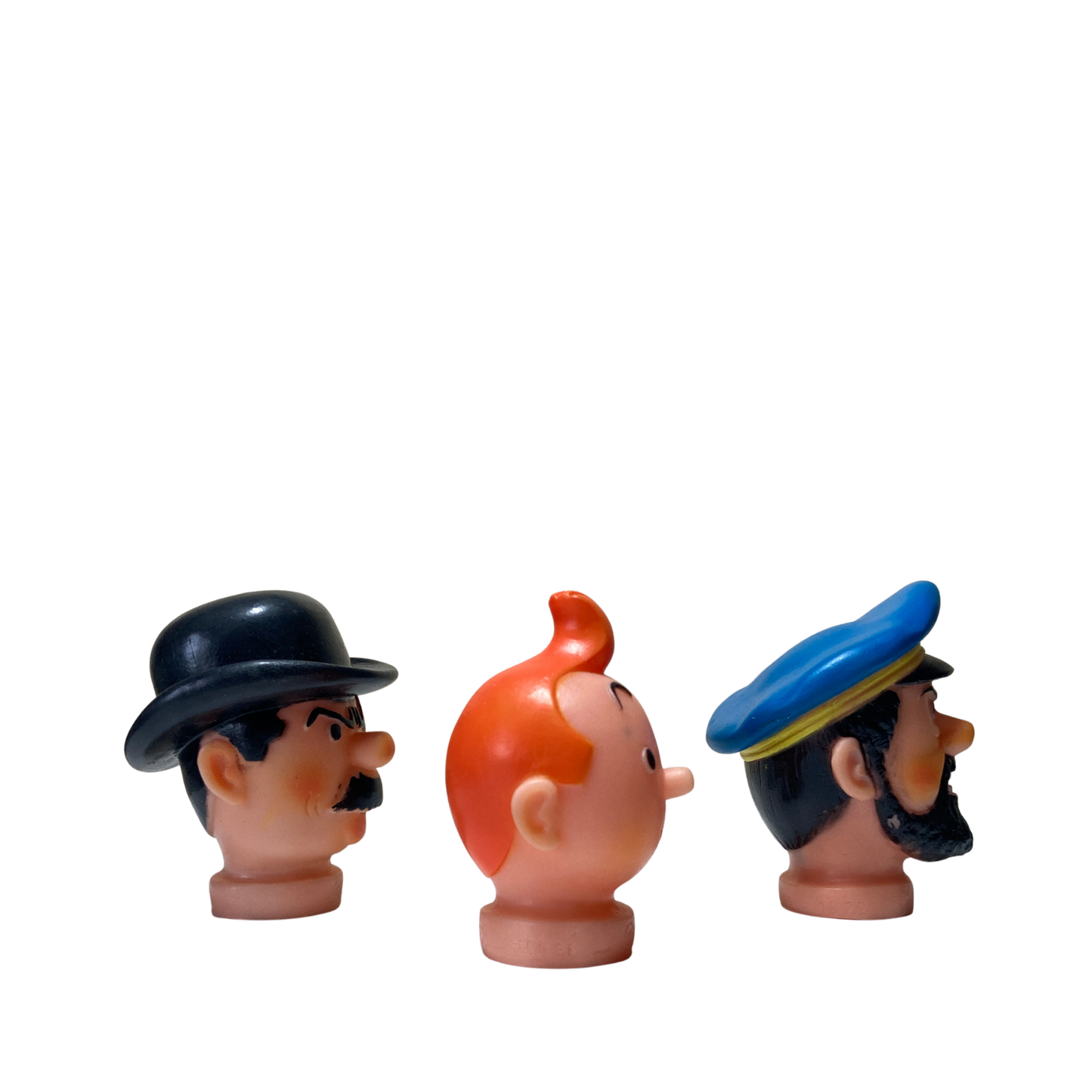 Têtes de marionnette en plastique souple Espace714, couleurs vives et expressions amicales, pour jeu et animation.